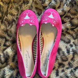 Hot pink kitty ballet flats